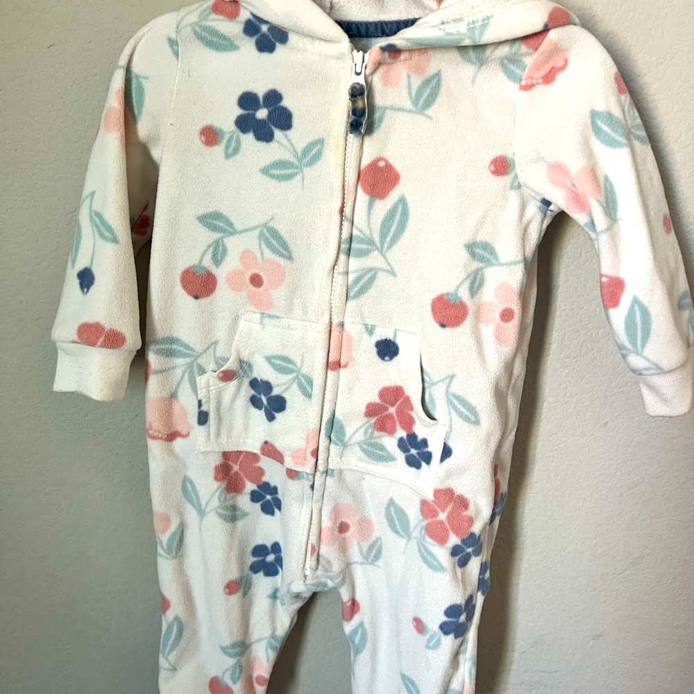 Carter’s, Jump suit with hoodie, Floral, 6m